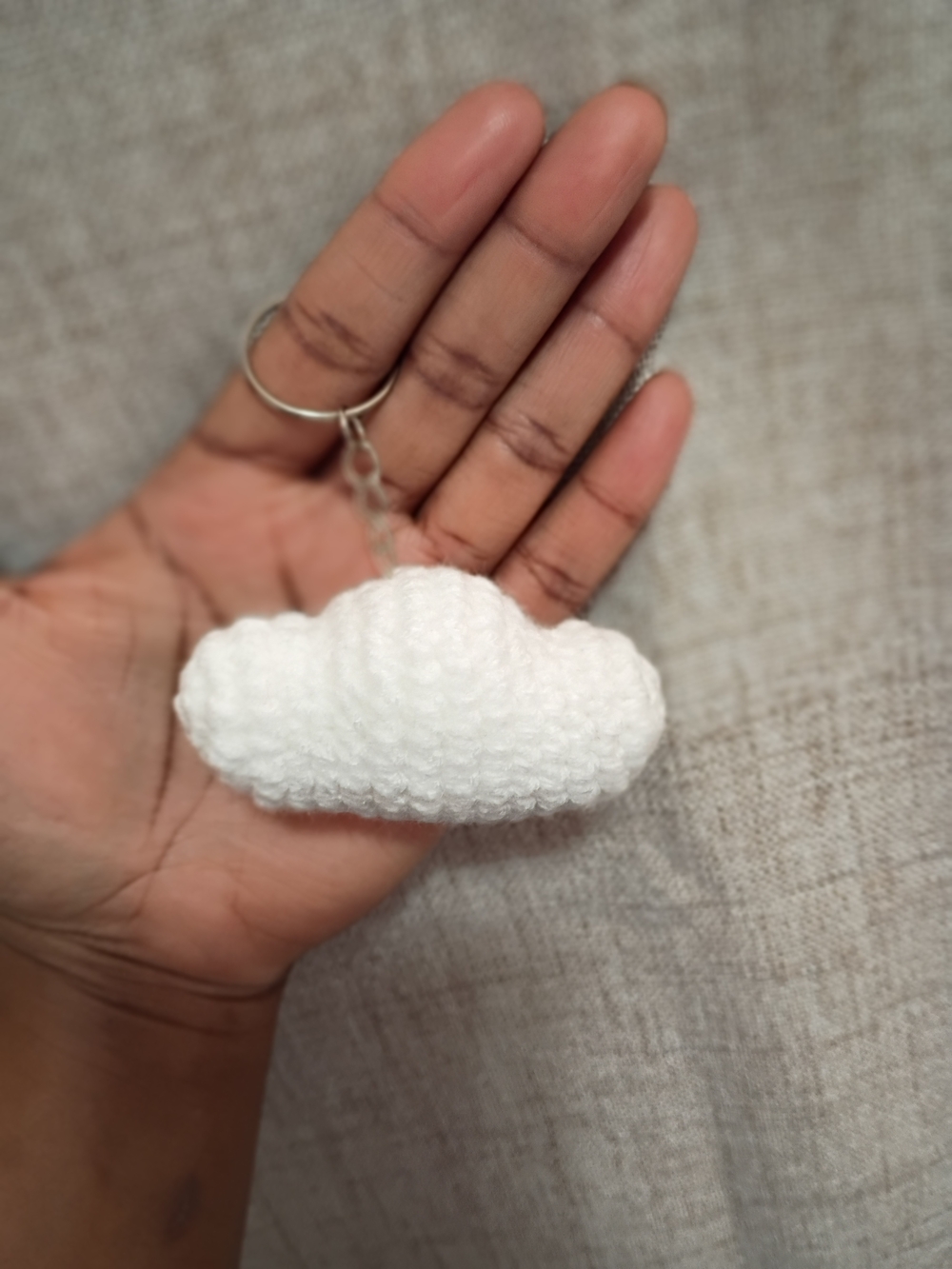 1pc White Cloud Crochet Keychain - Women Accessories